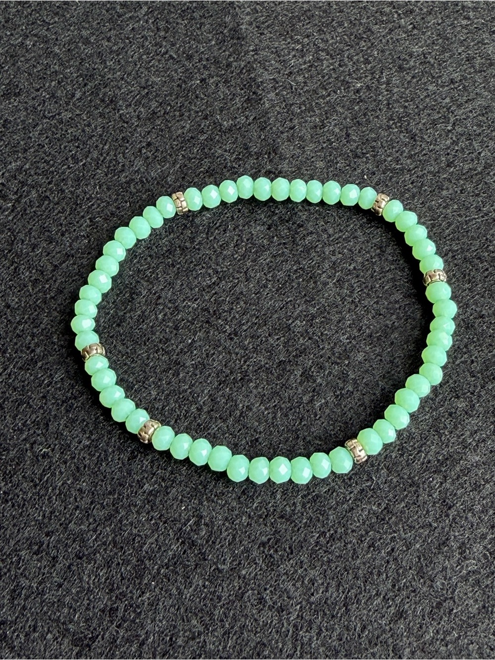 Mint Green Faceted Beaded Stretch Bracelet | Minimalist Stackable Br